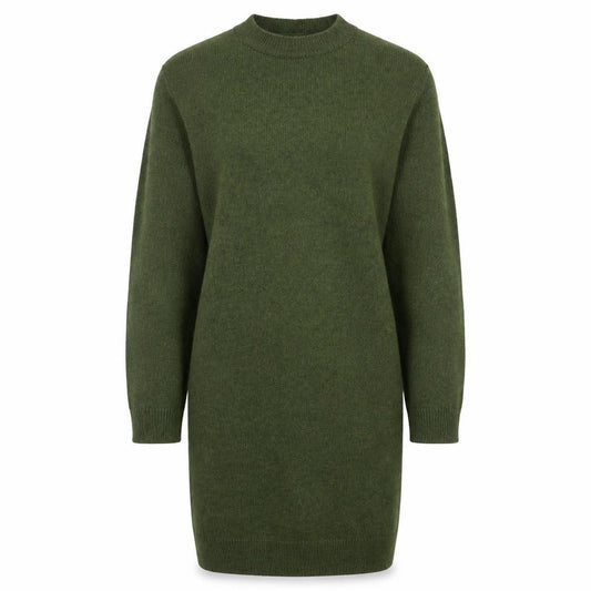 Front view of ASOS DESIGN Women Green 8-10 Knit Jumper Dress Crew Neck