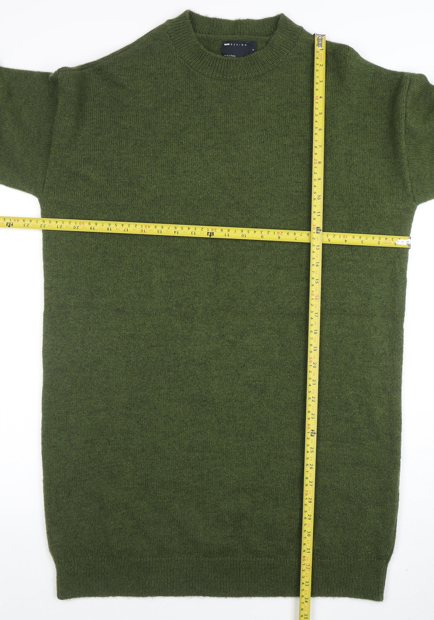 ASOS DESIGN Women Green 8-10 Knit Jumper Dress Crew Neck