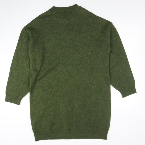 ASOS DESIGN Women Green 8-10 Knit Jumper Dress Crew Neck