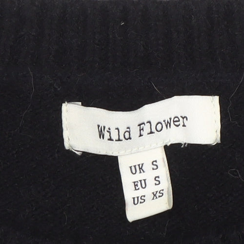 Wild Flower Womens Black Sequin Sleeve Pullover Jumper Size S