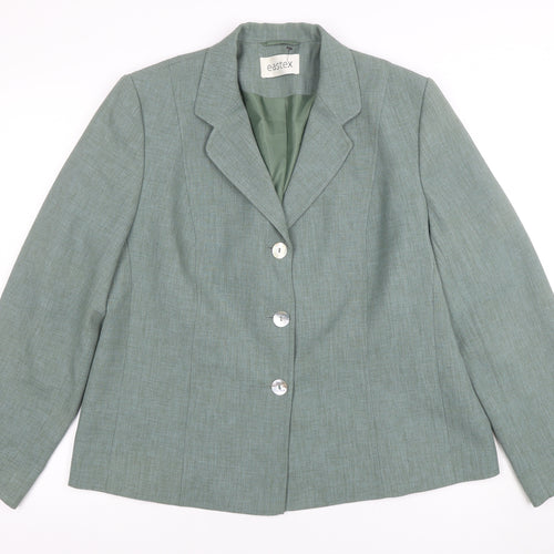 Eastex Women Green Size 16 Classic Single-Breasted Blazer