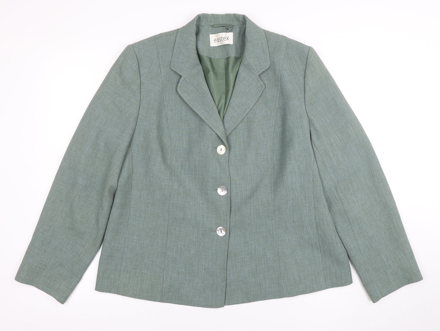 Eastex Women Green Size 16 Classic Single-Breasted Blazer