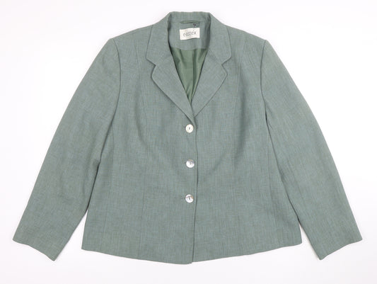 Eastex Women Green Size 16 Classic Single-Breasted Blazer