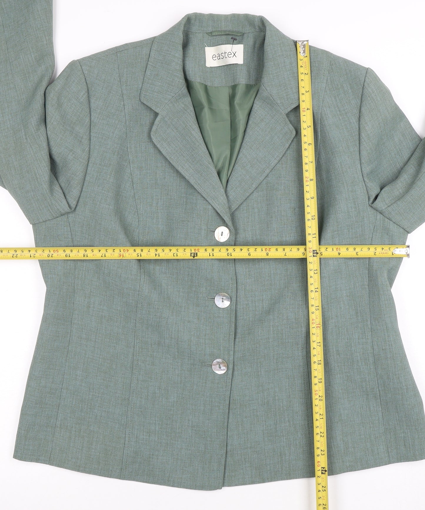 Eastex Women Green Size 16 Classic Single-Breasted Blazer