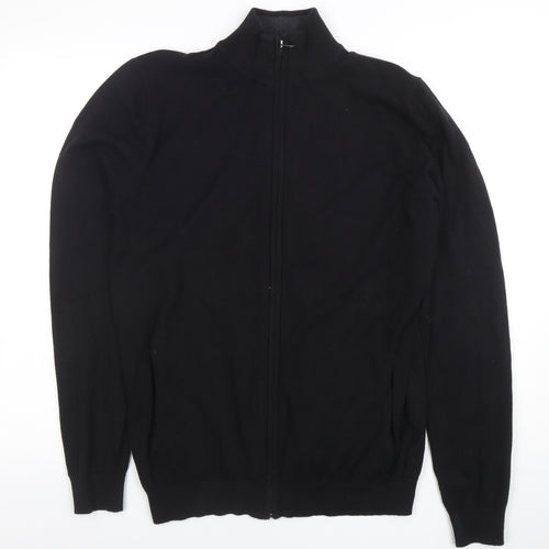 Broken Standard Men's Black Full Zip High Neck Cotton Blend Jumper M