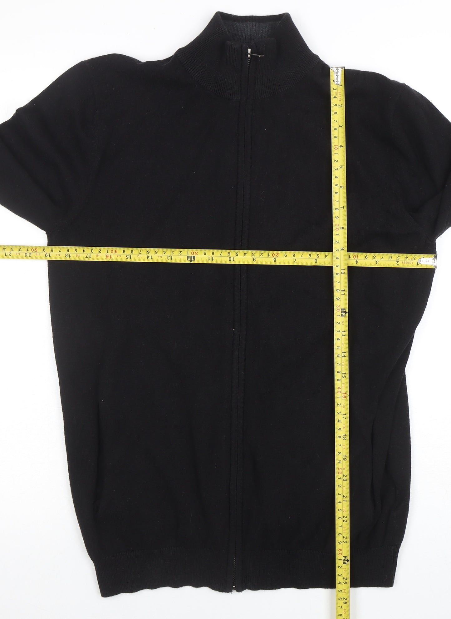 Broken Standard Men's Black Full Zip High Neck Cotton Blend Jumper M