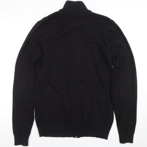 Broken Standard Men's Black Full Zip High Neck Cotton Blend Jumper M