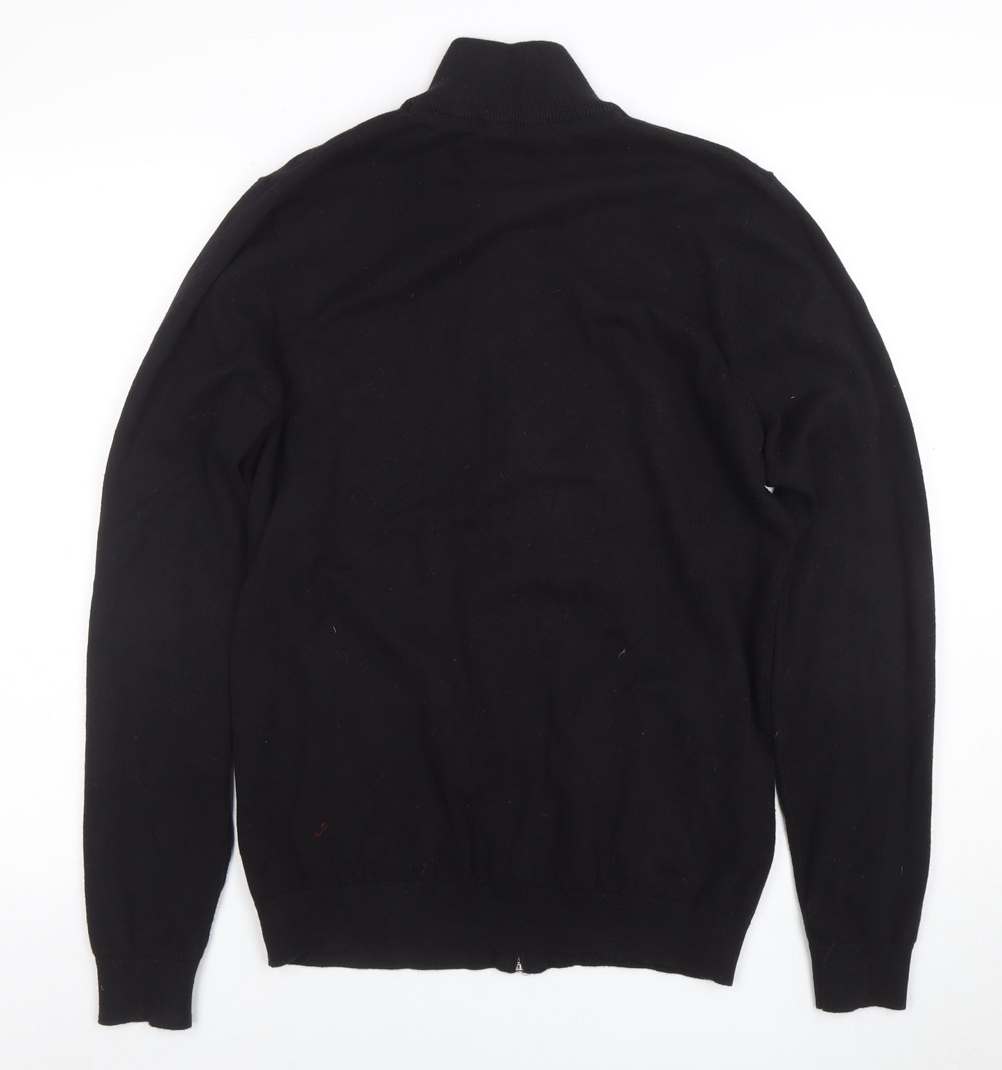 Broken Standard Men's Black Full Zip High Neck Cotton Blend Jumper M