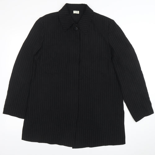 Viyella Women Black Pinstripe Long Sleeve Single-Breasted Blazer UK14