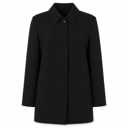 Viyella Women Black Pinstripe Long Sleeve Single-Breasted Blazer UK14