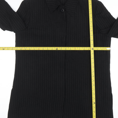 Viyella Women Black Pinstripe Long Sleeve Single-Breasted Blazer UK14
