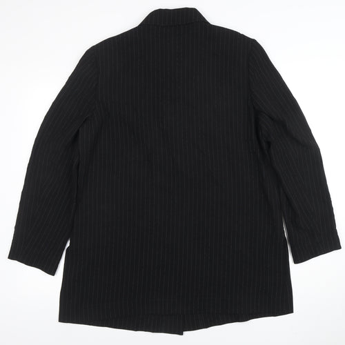 Viyella Women Black Pinstripe Long Sleeve Single-Breasted Blazer UK14