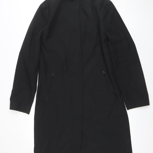Nuage Womens Black Long Overcoat Size 10 Stylish Zip Classic Coat