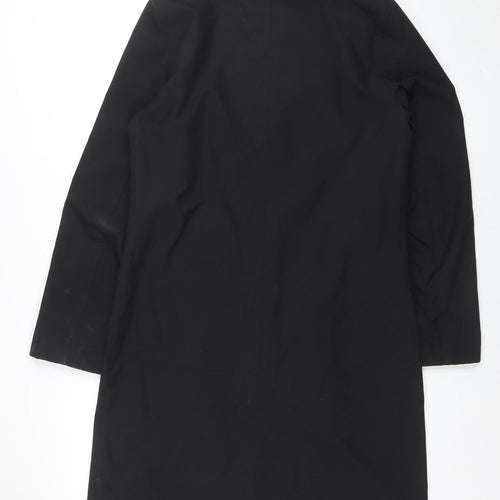 Nuage Womens Black Long Overcoat Size 10 Stylish Zip Classic Coat
