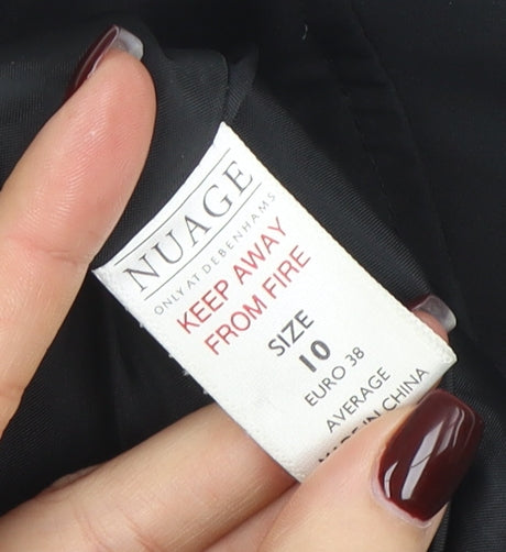 Nuage Womens Black Long Overcoat Size 10 Stylish Zip Classic Coat