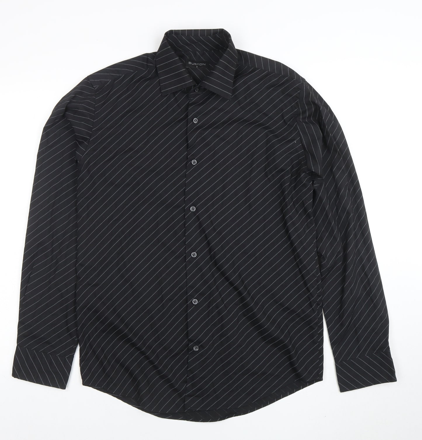 Burton Men's Black Striped Long Sleeve Button-Up Shirt Size S