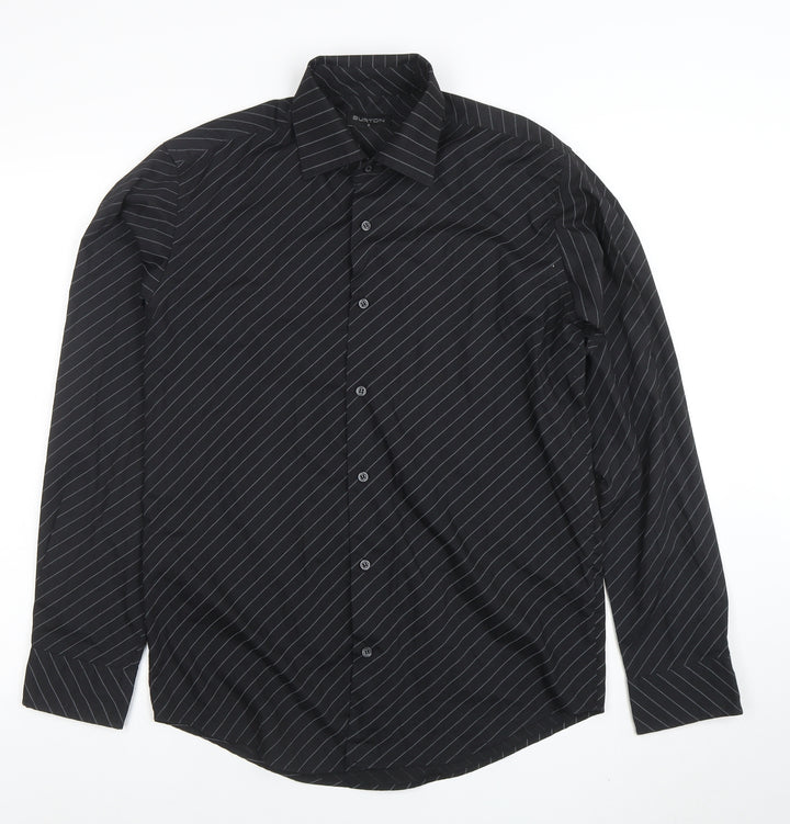 Burton Men's Black Striped Long Sleeve Button-Up Shirt Size S
