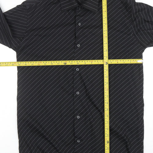 Burton Men's Black Striped Long Sleeve Button-Up Shirt Size S