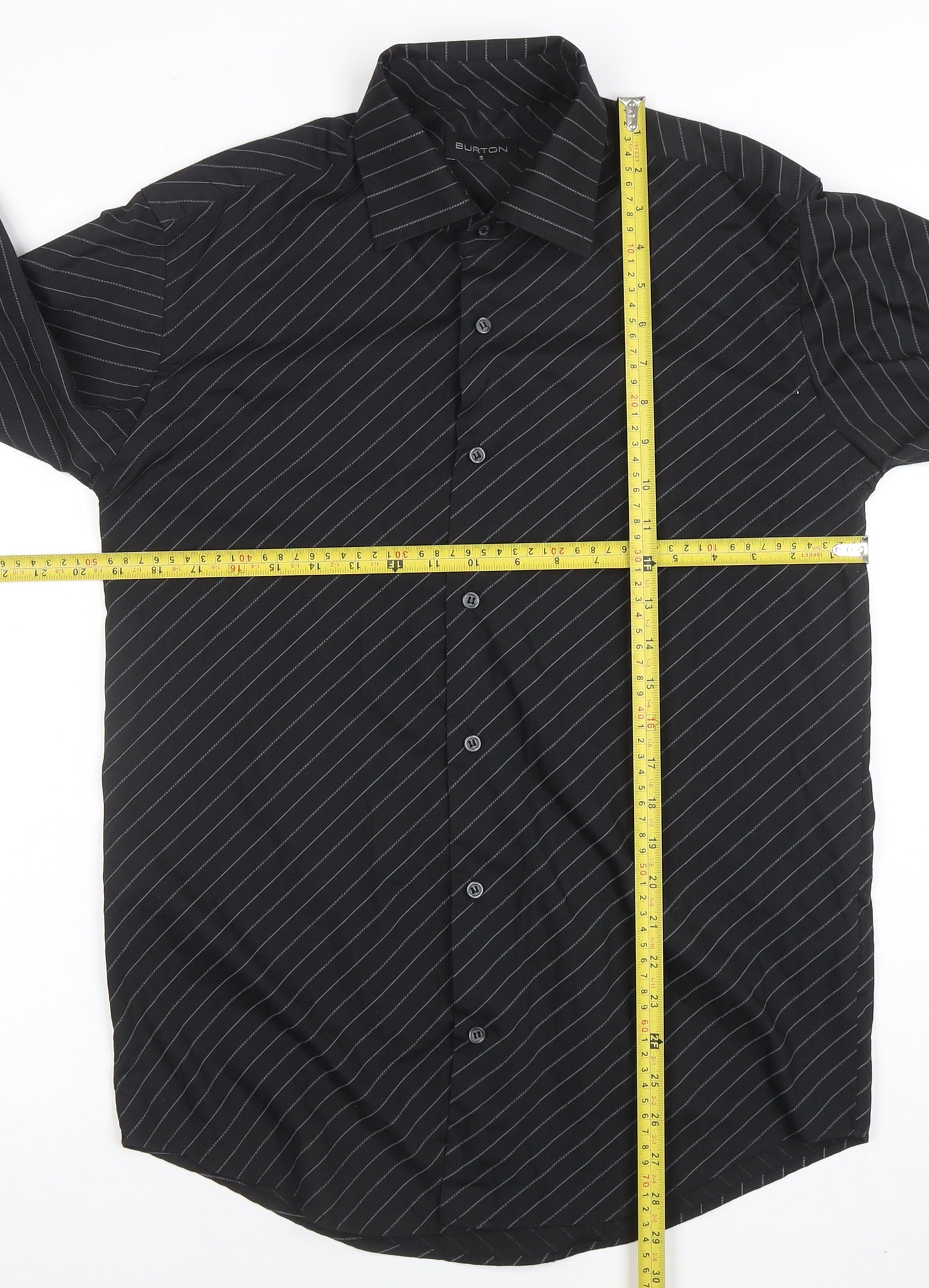 Burton Men's Black Striped Long Sleeve Button-Up Shirt Size S