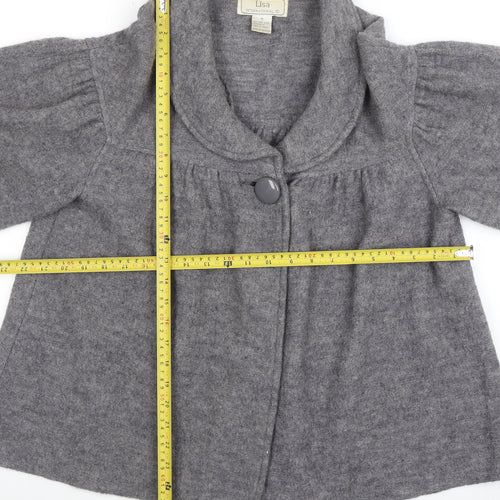 Lisa International Women Grey Wool Short Jacket M