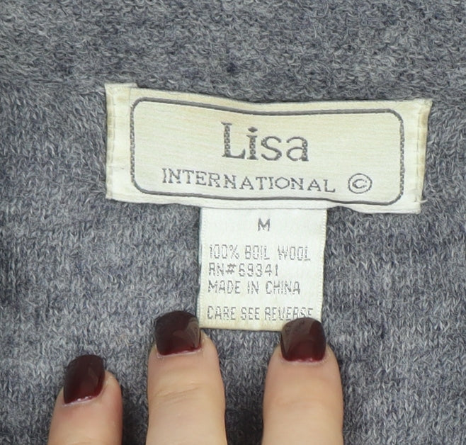Lisa International Women Grey Wool Short Jacket M