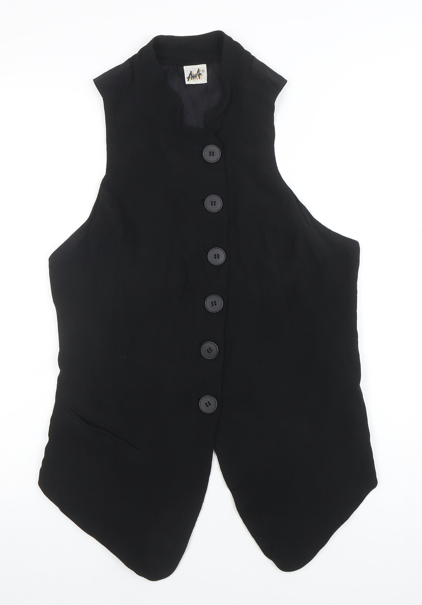 AwA Womens Black Sleeveless Button Tunic Blouse Size S
