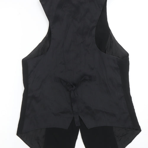 AwA Womens Black Sleeveless Button Tunic Blouse Size S