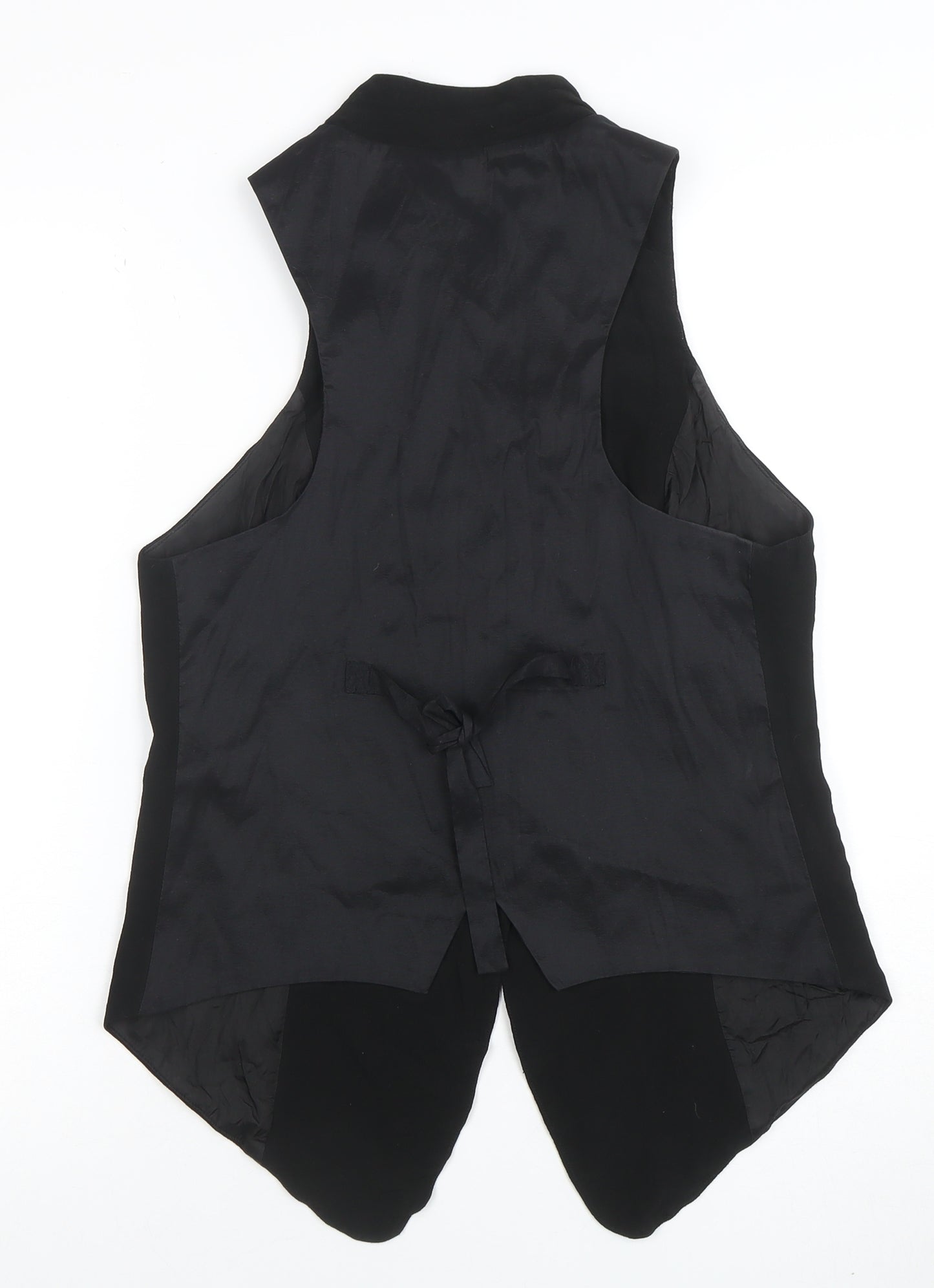 AwA Womens Black Sleeveless Button Tunic Blouse Size S