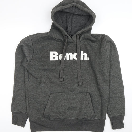 Bench Men’s Grey Pullover Hoodie L Regular Fit Logo Sweatshirt