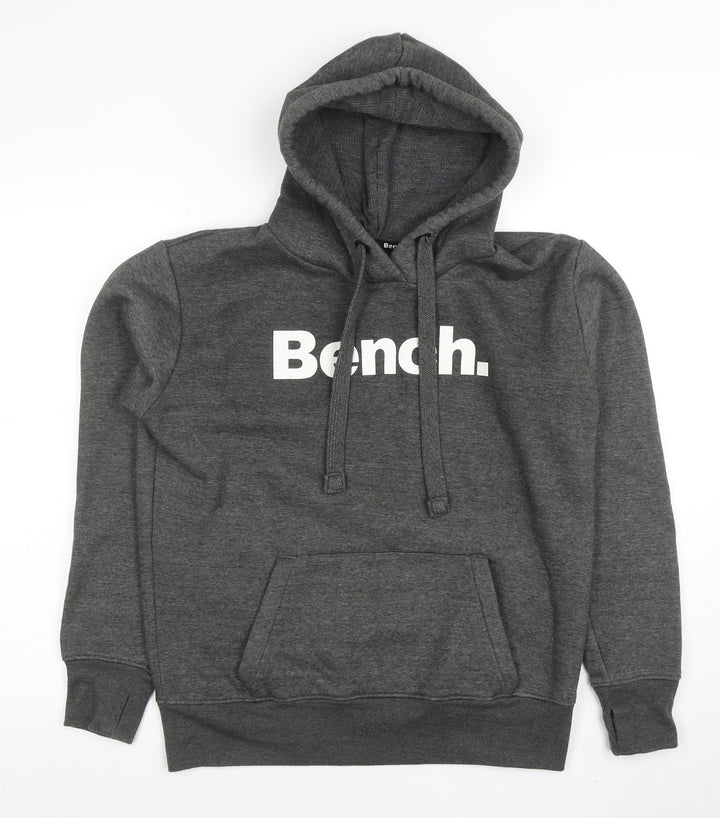 Bench Men’s Grey Pullover Hoodie L Regular Fit Logo Sweatshirt