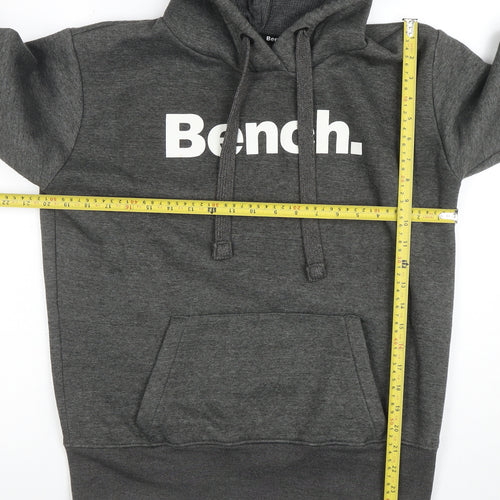 Bench Men’s Grey Pullover Hoodie L Regular Fit Logo Sweatshirt