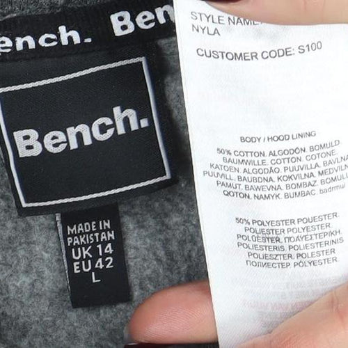 Bench Men’s Grey Pullover Hoodie L Regular Fit Logo Sweatshirt