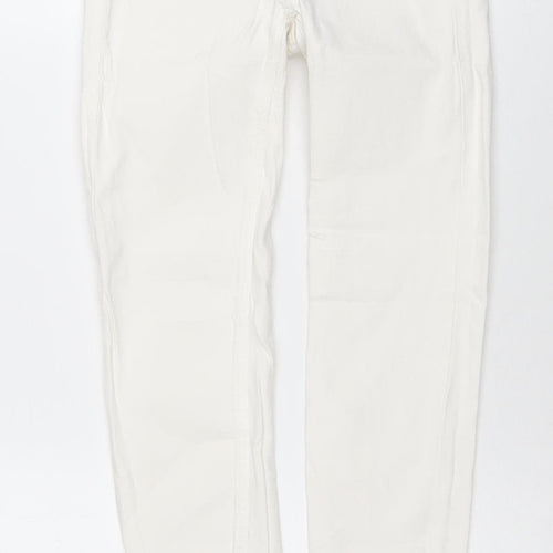 Zara Women White Skinny Jeans Size 10 Mid Rise Stretch Denim