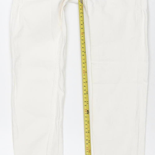 Zara Women White Skinny Jeans Size 10 Mid Rise Stretch Denim