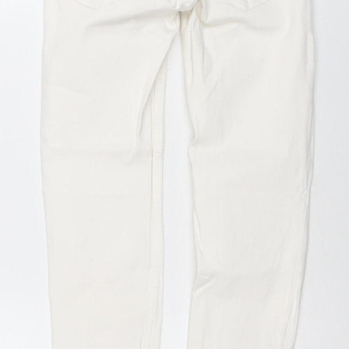 Zara Women White Skinny Jeans Size 10 Mid Rise Stretch Denim