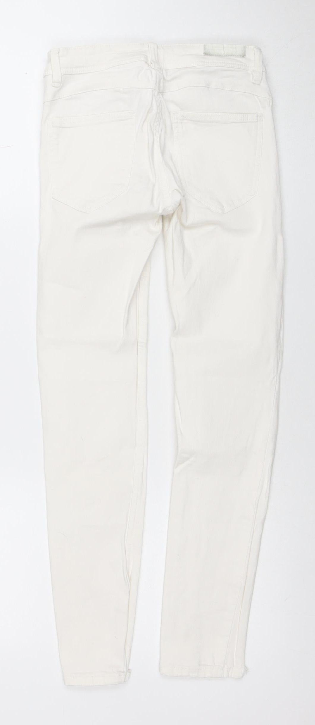 Zara Women White Skinny Jeans Size 10 Mid Rise Stretch Denim