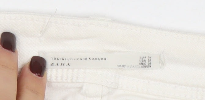 Zara Women White Skinny Jeans Size 10 Mid Rise Stretch Denim