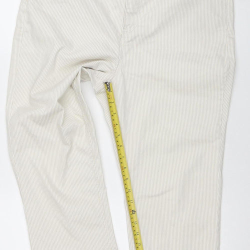 Dunnes Women Beige Striped Cropped Jeans Size 16 Stretch Denim