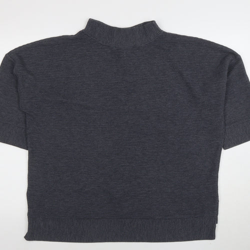 French Connection Women's Grey Mock Neck Short Sleeve Pullover Jumper M