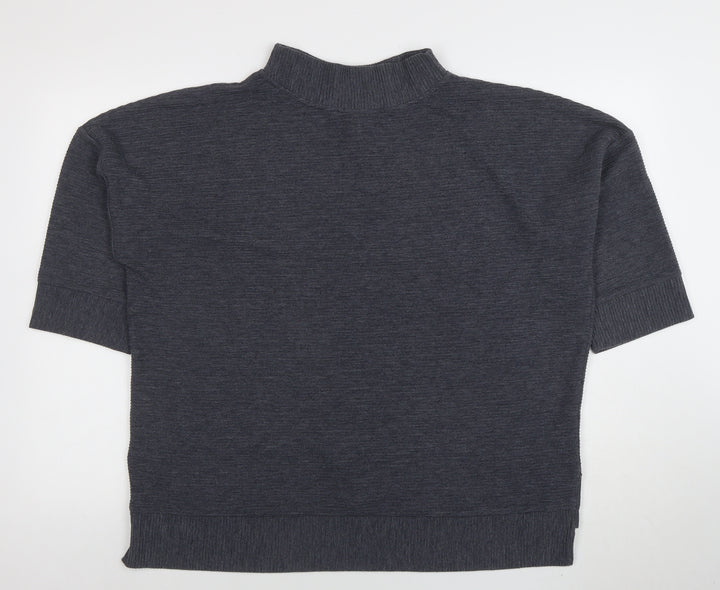 French Connection Women's Grey Mock Neck Short Sleeve Pullover Jumper M