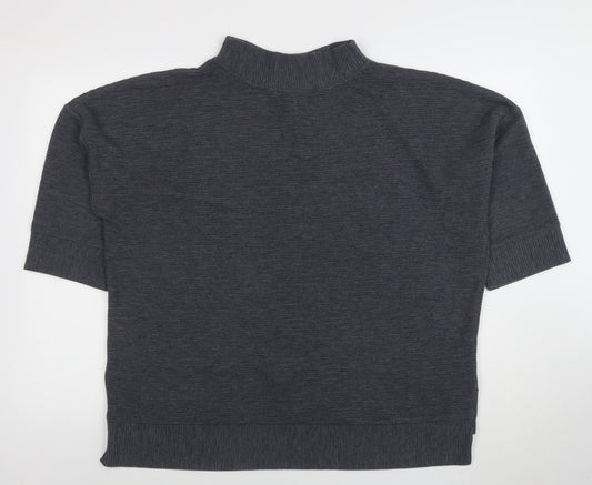 French Connection Women's Grey Mock Neck Short Sleeve Pullover Jumper M