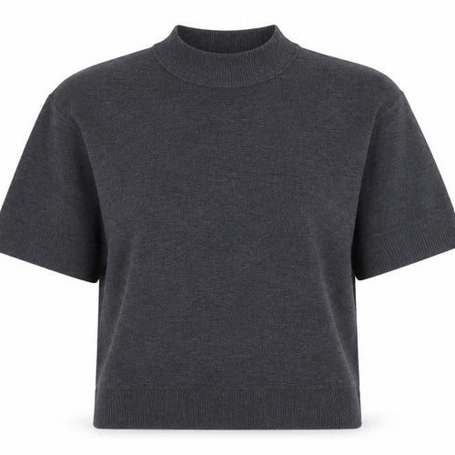 French Connection Women's Grey Mock Neck Short Sleeve Pullover Jumper M