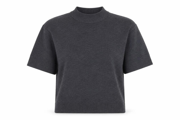 French Connection Women's Grey Mock Neck Short Sleeve Pullover Jumper M