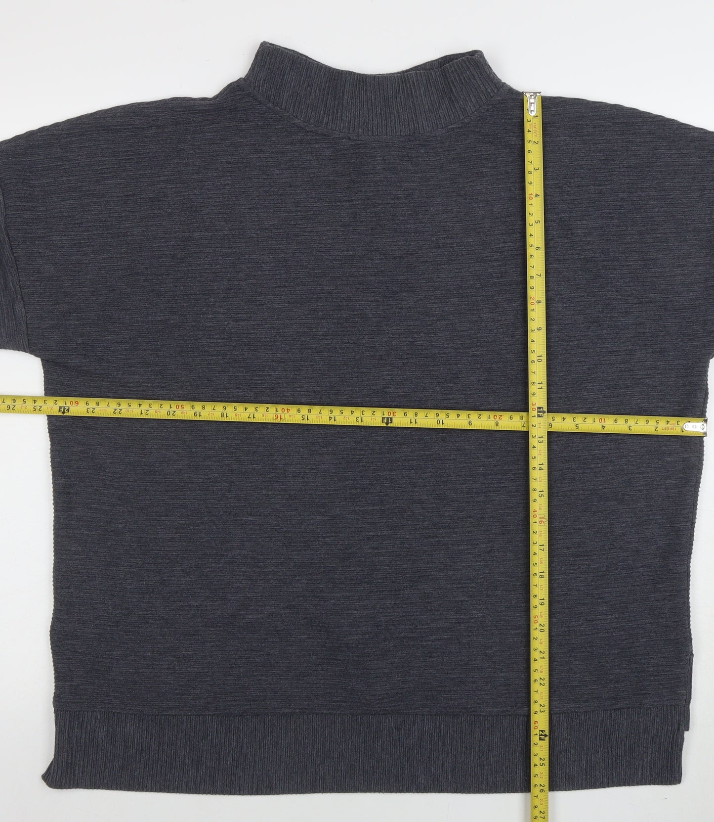 French Connection Women's Grey Mock Neck Short Sleeve Pullover Jumper M
