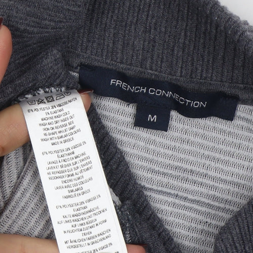French Connection Women's Grey Mock Neck Short Sleeve Pullover Jumper M