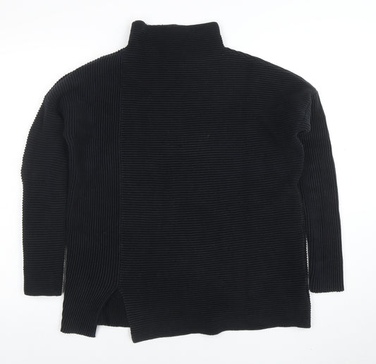 French Connection Women's Black Knit Mock Neck Tunic Top Size S
