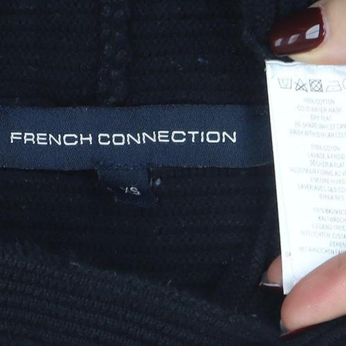 French Connection Women's Black Knit Mock Neck Tunic Top Size S