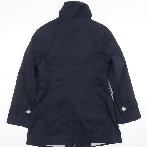 Precis Petite Womens Blue Mid-Length Trench Coat Size 6