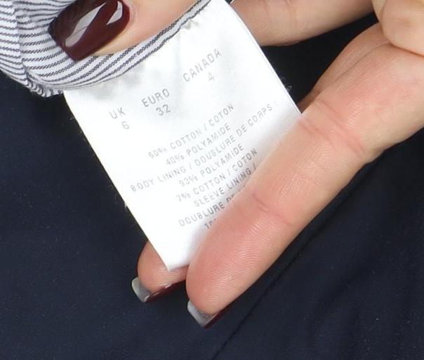 Precis Petite Womens Blue Mid-Length Trench Coat Size 6