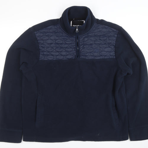 Threadbare Men's Blue XL 1/4 Zip Fleece Sweatshirt Pullover